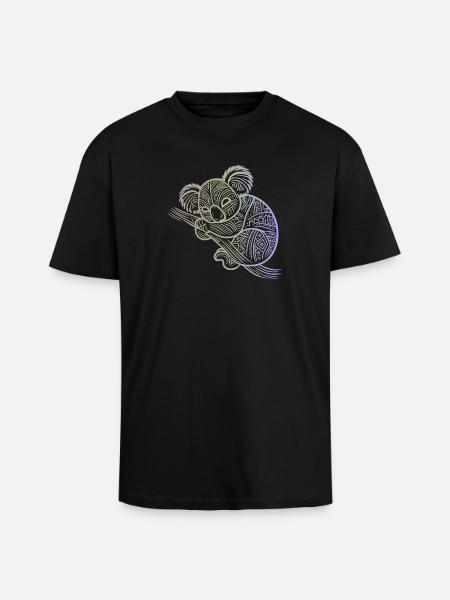 koala in aboriginal patterns, tribal - Unisex Oversized Heavyweight T-shirt - black