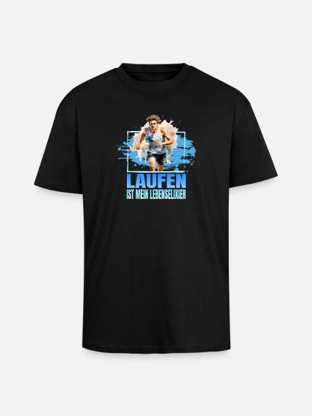 Laufen ist mein Lebenselixier - Oversized Heavyweight Unisex T-Shirt - Schwarz