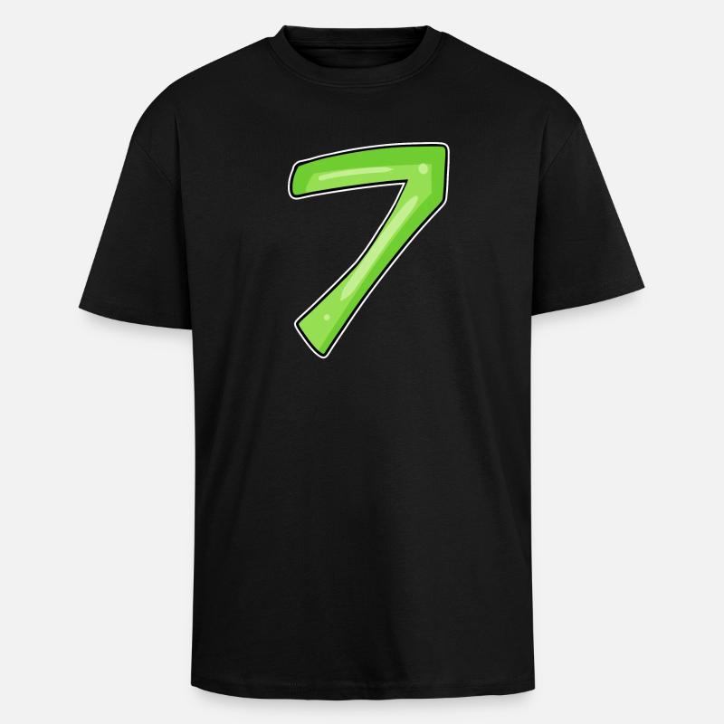 7 - sept verts - T-shirt unisexe oversize épais - noir