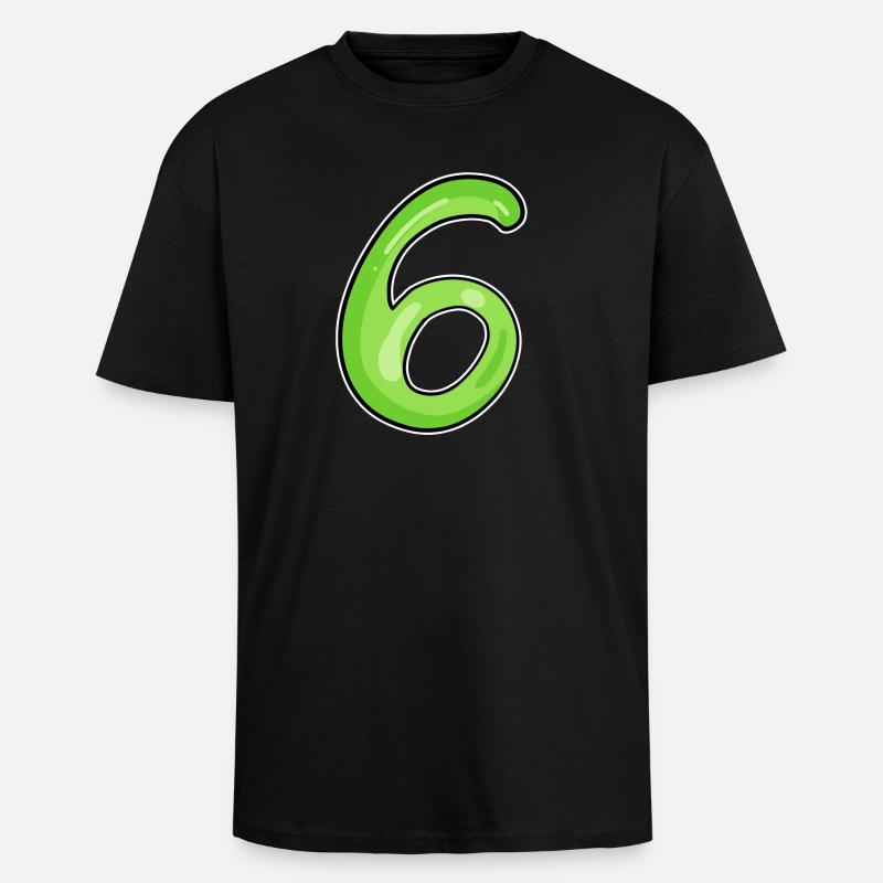 6 vert - T-shirt unisexe oversize épais - noir