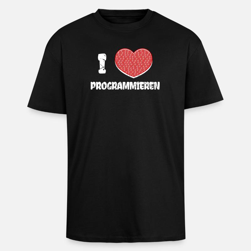 Developer Herz Programmierer Statement Informatik - Oversized Heavyweight Unisex T-Shirt - Schwarz