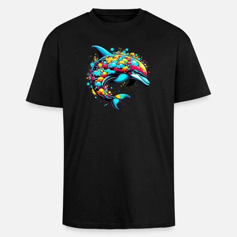 Dauphin - T-shirt unisexe oversize épais - noir