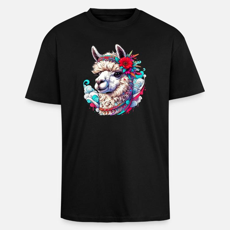 Alpaca - Unisex Oversized Heavyweight T-shirt - black