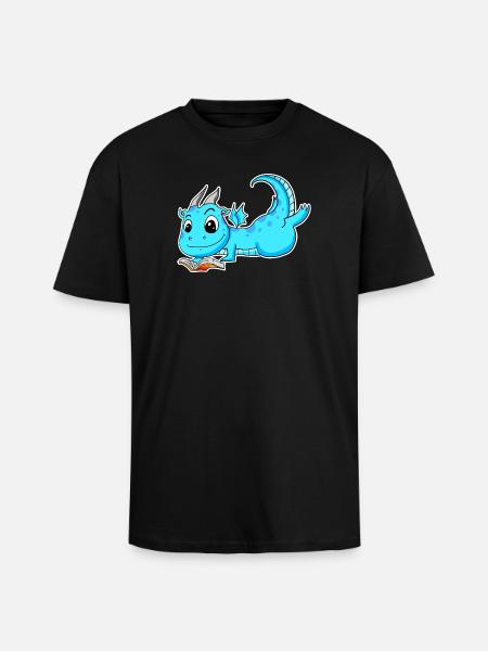 Dragon Book Reading - Unisex Oversized Heavyweight T-shirt - black