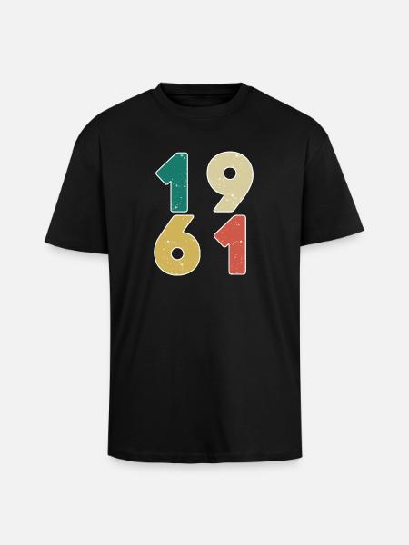 1961 - Född 1961 - Byggår 1961 - Unisex oversized t-shirt i kraftig kvalitet - svart