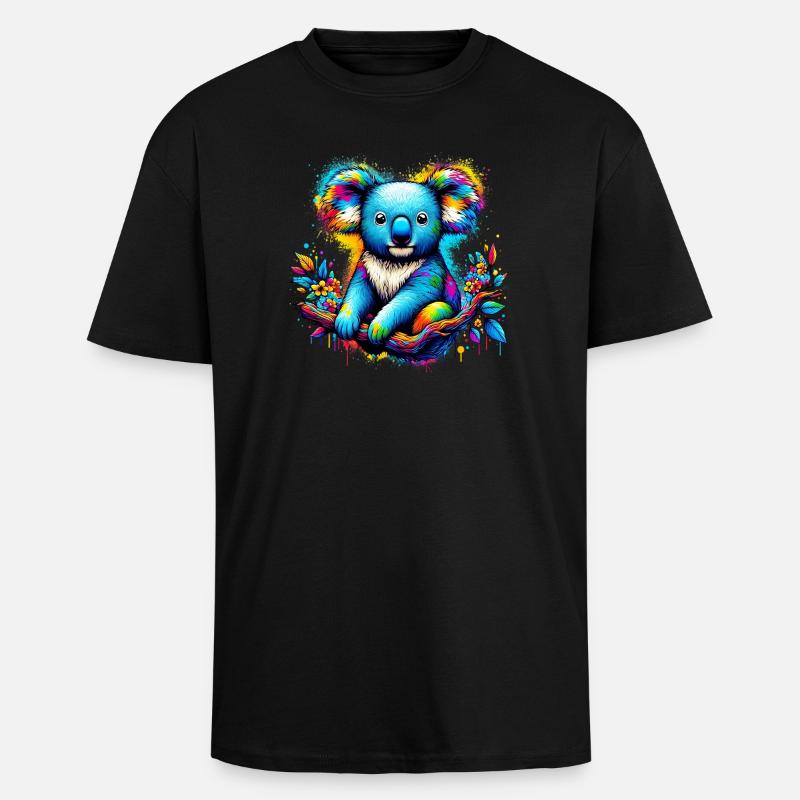 Koala - Oversized Heavyweight Unisex T-Shirt - Schwarz