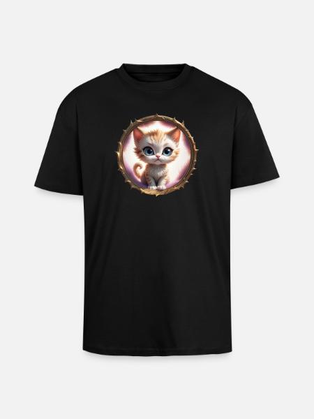 Kätzchen im Stachelring - Oversized Heavyweight Unisex T-Shirt - Schwarz