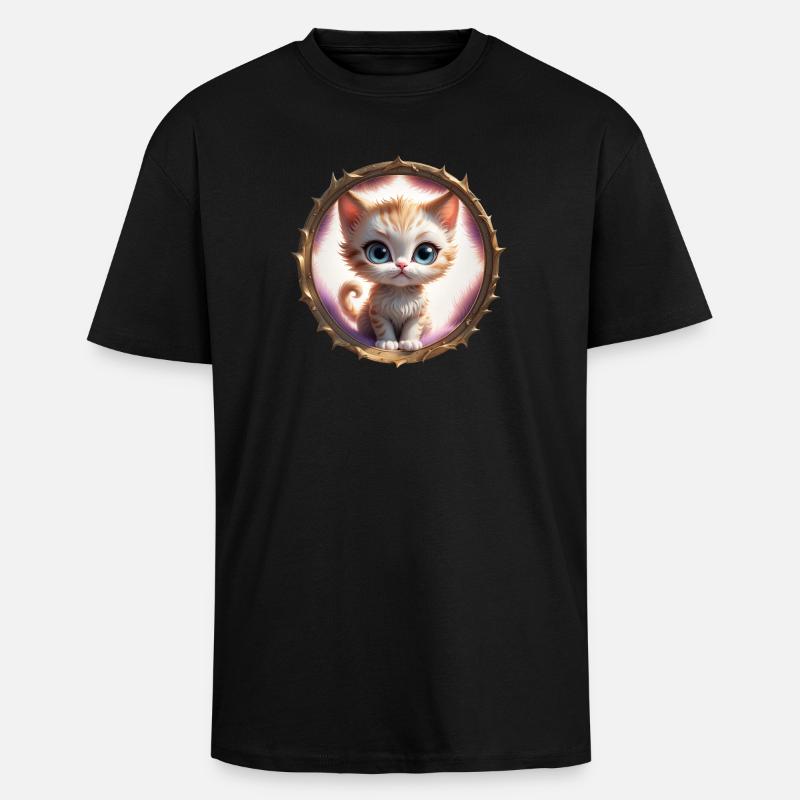 Kätzchen im Stachelring - Oversized Heavyweight Unisex T-Shirt - Schwarz
