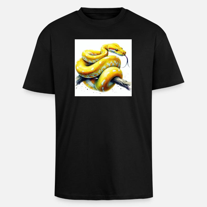 Gelbe Python - Oversized Heavyweight Unisex T-Shirt - Schwarz