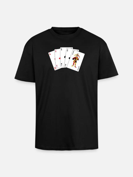 Cinq cartes Carré - T-shirt unisexe oversize épais - noir