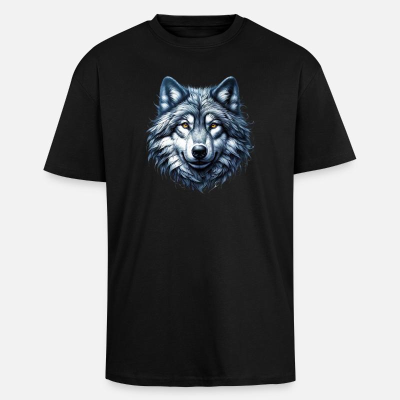 Loup - T-shirt unisexe oversize épais - noir