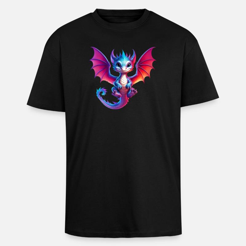 Drache - Oversized Heavyweight Unisex T-Shirt - Schwarz