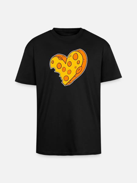 Heart of cheese - Unisex Oversized Heavyweight T-shirt - black