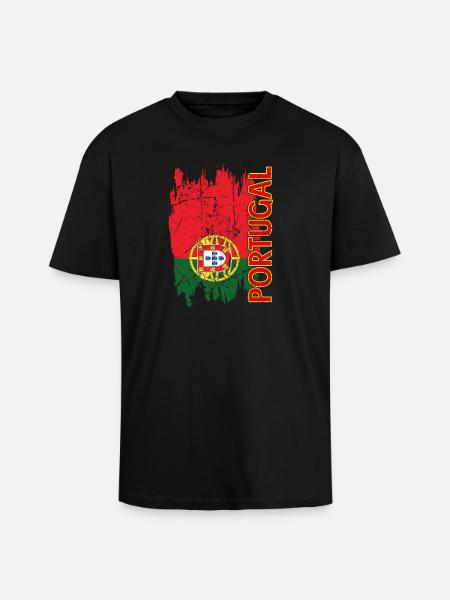 Portugal Flagge - Oversized Heavyweight Unisex T-Shirt - Schwarz