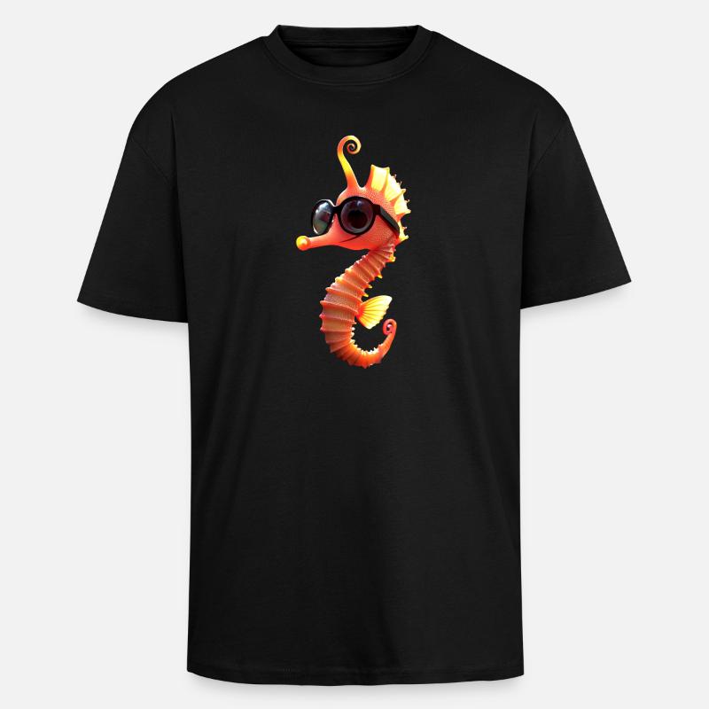 Seepferdchen Aquarist Angler Süßes Seepferdchen - Oversized Heavyweight Unisex T-Shirt - Schwarz