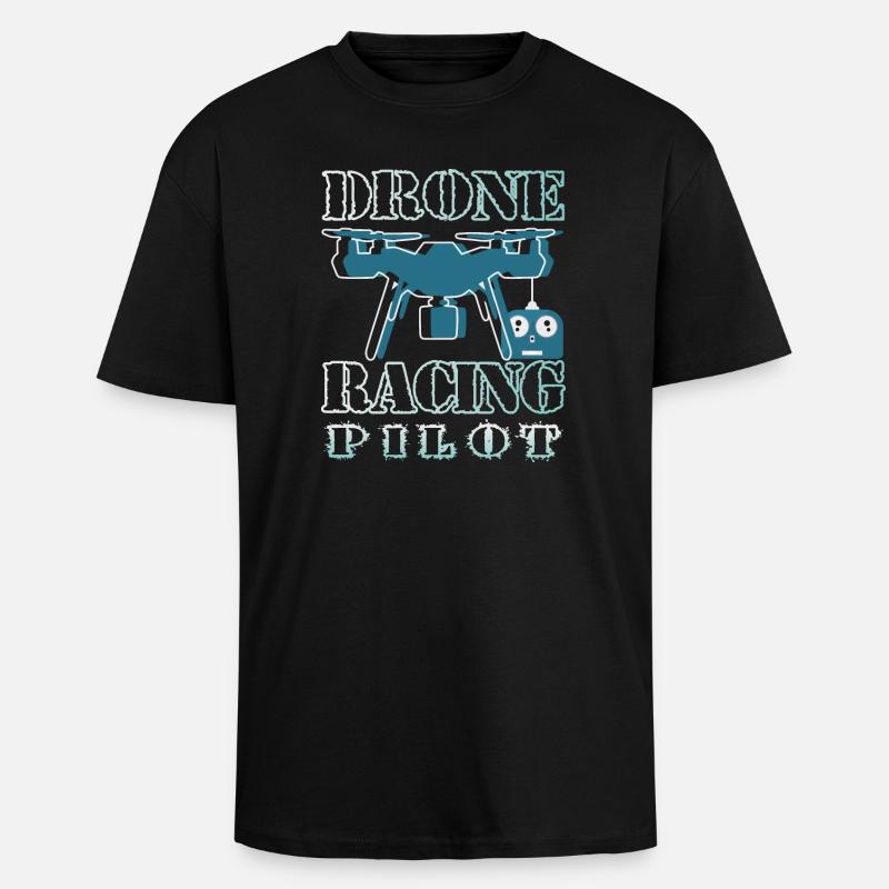 Pilote de drone - T-shirt unisexe oversize épais - noir