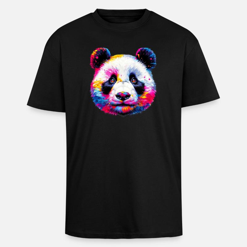 Panda - Oversized Heavyweight Unisex T-Shirt - Schwarz