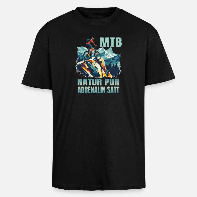 MTB: Natur pur - Adrenalin satt - Oversized Heavyweight Unisex T-Shirt - Schwarz