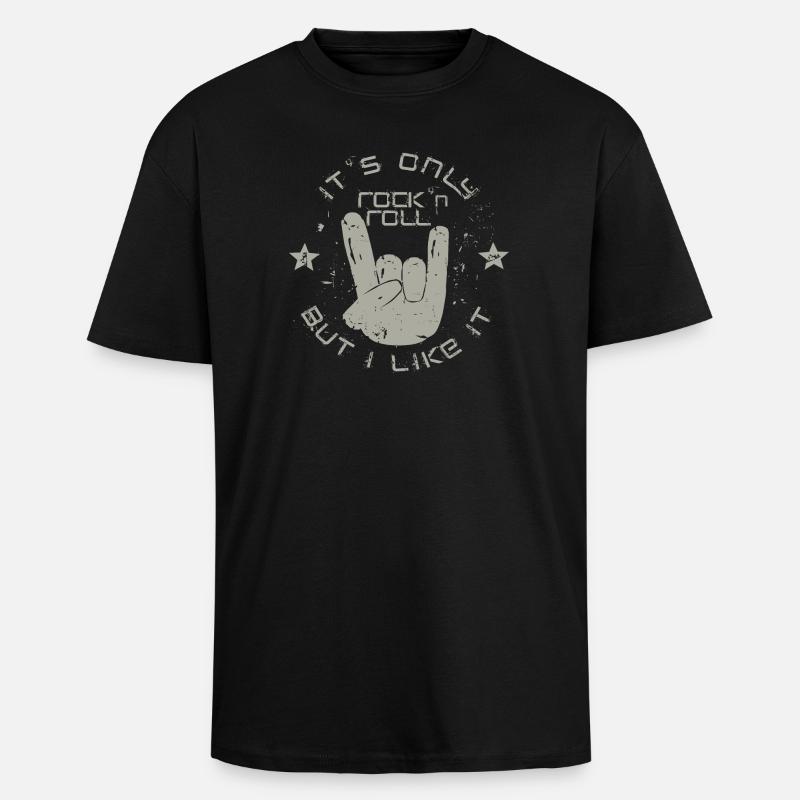 only Rock 'n' Roll - Oversized Heavyweight Unisex T-Shirt - Schwarz