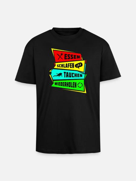 Eat Sleep Dive Repeat - Unisex Oversized Heavyweight T-shirt - black