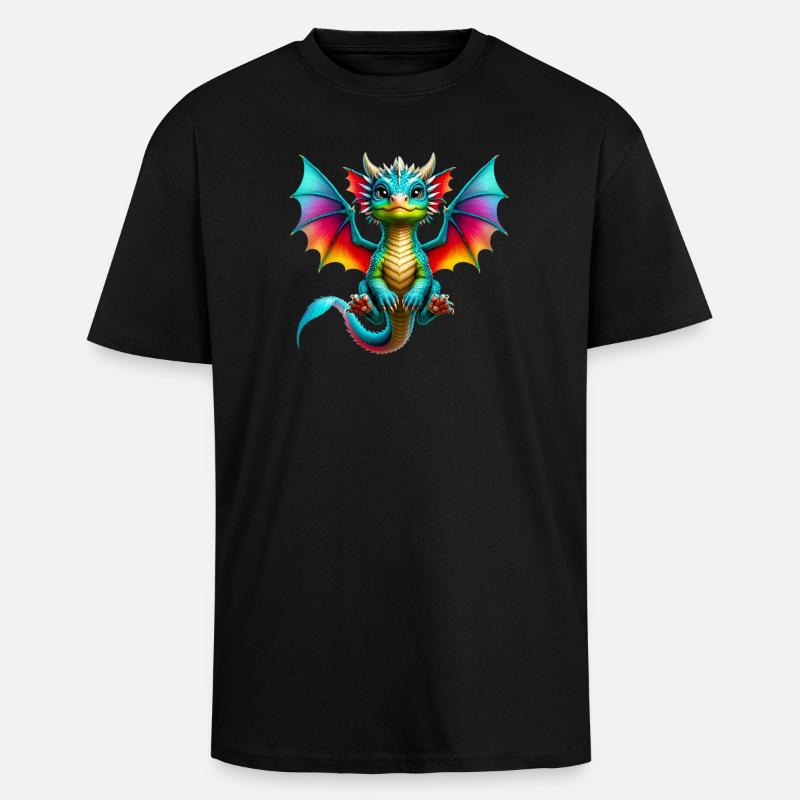 Dragon - T-shirt unisexe oversize épais - noir