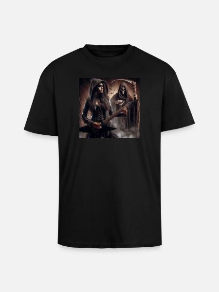 Guitariste et la faucheuse - T-shirt unisexe oversize épais - noir