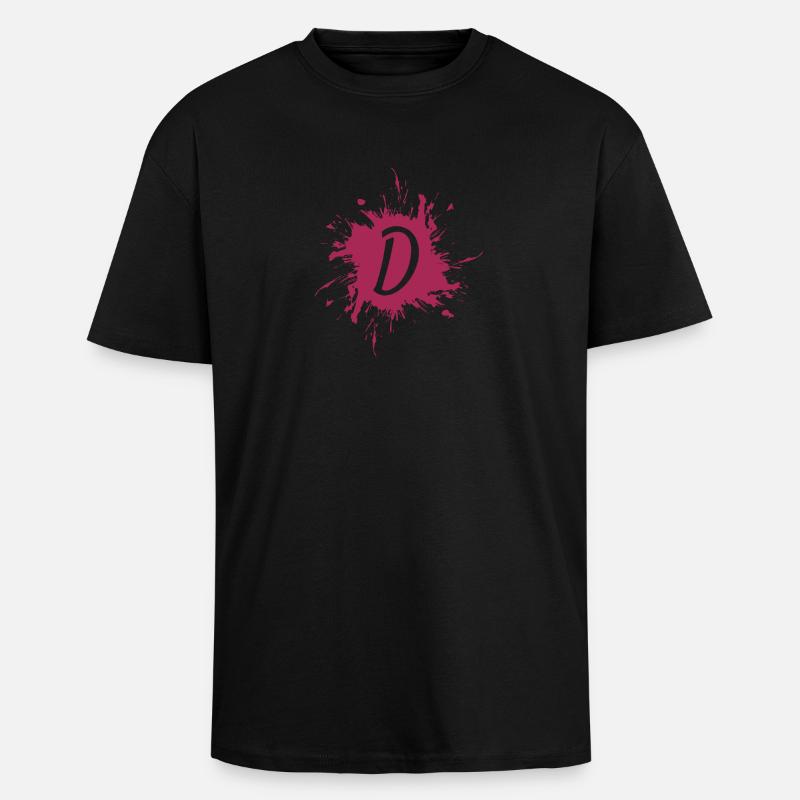 Letter D - initial letter D - Unisex Oversized Heavyweight T-shirt - black