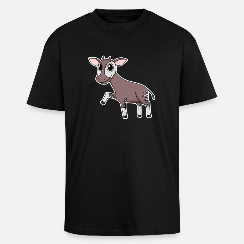 Okapi forest giraffe motif - Unisex Oversized Heavyweight T-shirt - black