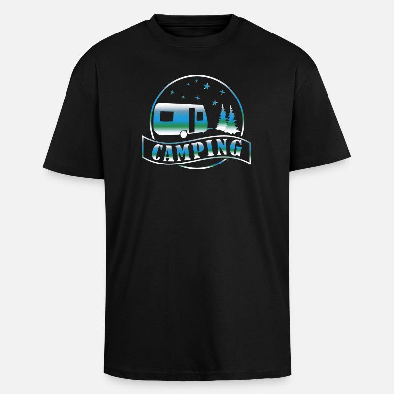 Camping Caravan Wald - Oversized Heavyweight Unisex T-Shirt - Schwarz