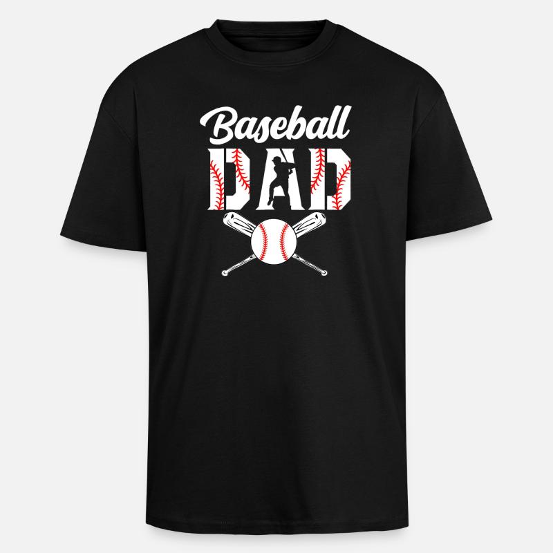 Baseball Dad Emblem Tee - Unisex Oversized Heavyweight T-shirt - black