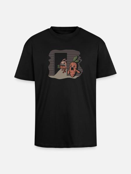 Carrot Serial Killer Rabbit - Unisex Oversized Heavyweight T-shirt - black