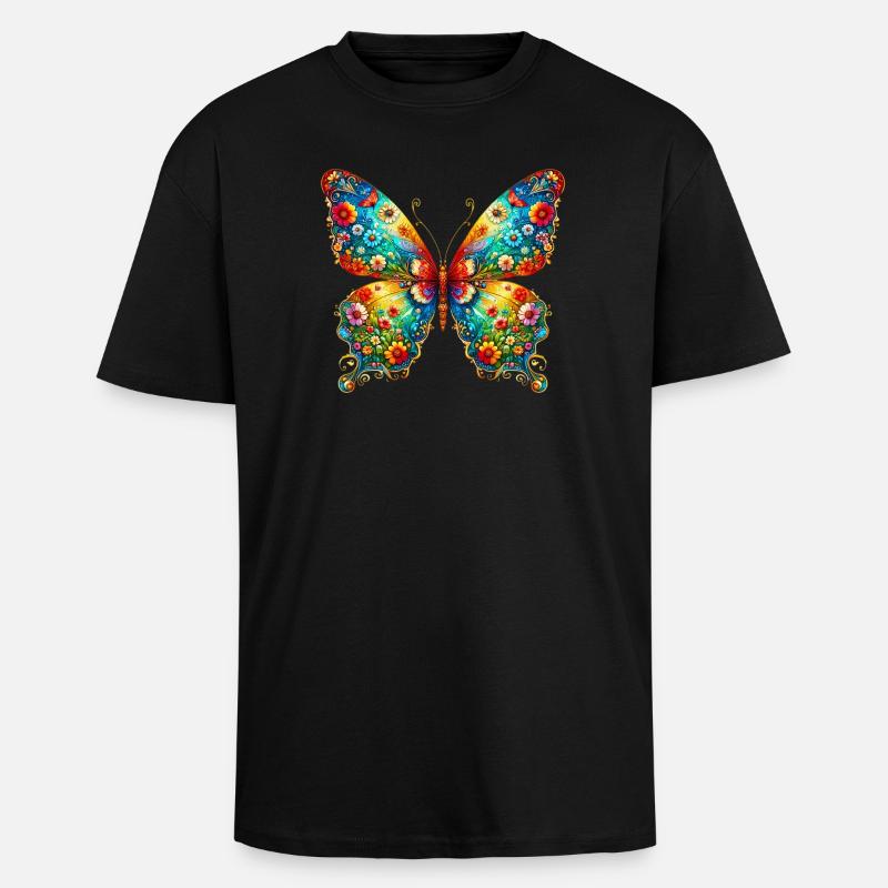 Papillon - T-shirt unisexe oversize épais - noir