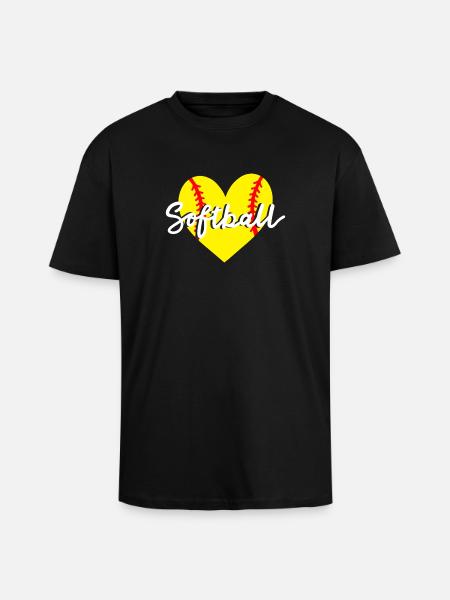 Softball Herz - Oversized Heavyweight Unisex T-Shirt - Schwarz