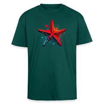 Étoile de mer - T-shirt unisexe oversize épais - hunter green - Devant - Alina (178cm) & Michal (187cm)