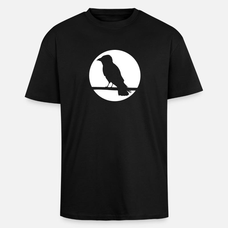 Crow on a branch - Unisex Oversized Heavyweight T-shirt - black
