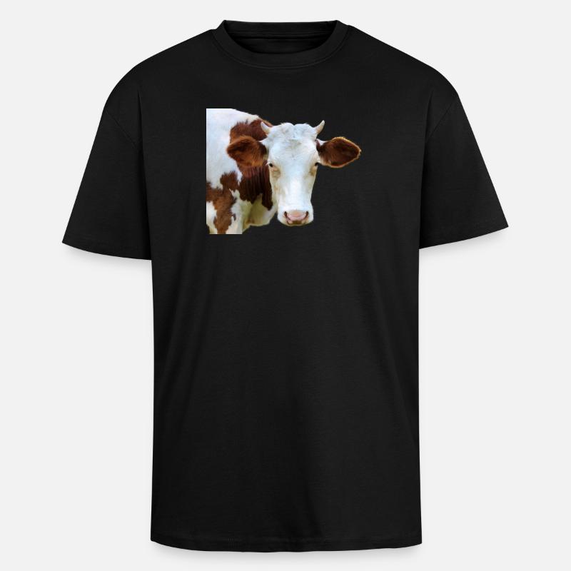 Drôle d’agriculteurs de têtes de vache de vache - T-shirt unisexe oversize épais - noir