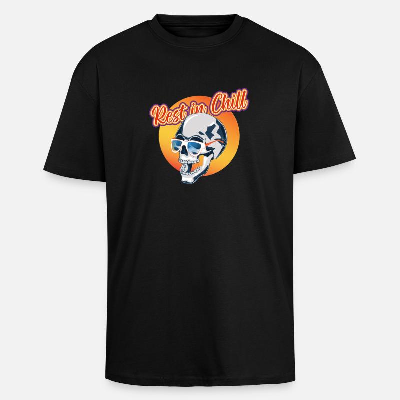 Rest in Chill Skull - Oversized Heavyweight Unisex T-Shirt - Schwarz