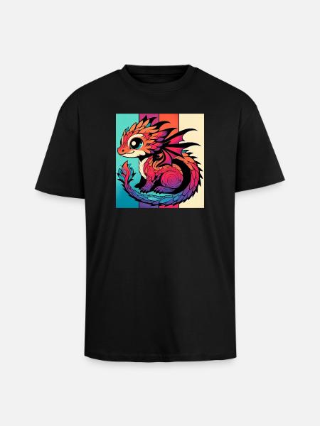 Drache - Oversized Heavyweight Unisex T-Shirt - Schwarz
