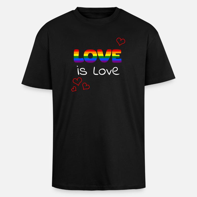 L’amour, c’est l’amour, fierté arc-en-ciel - T-shirt unisexe oversize épais - noir