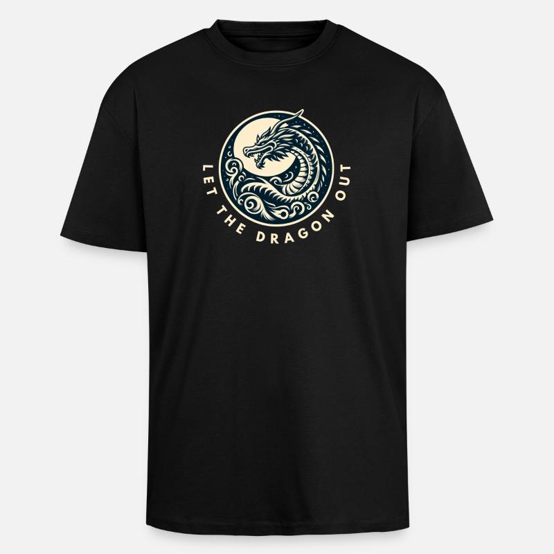 Lass den Drachen raus - Oversized Heavyweight Unisex T-Shirt - Schwarz