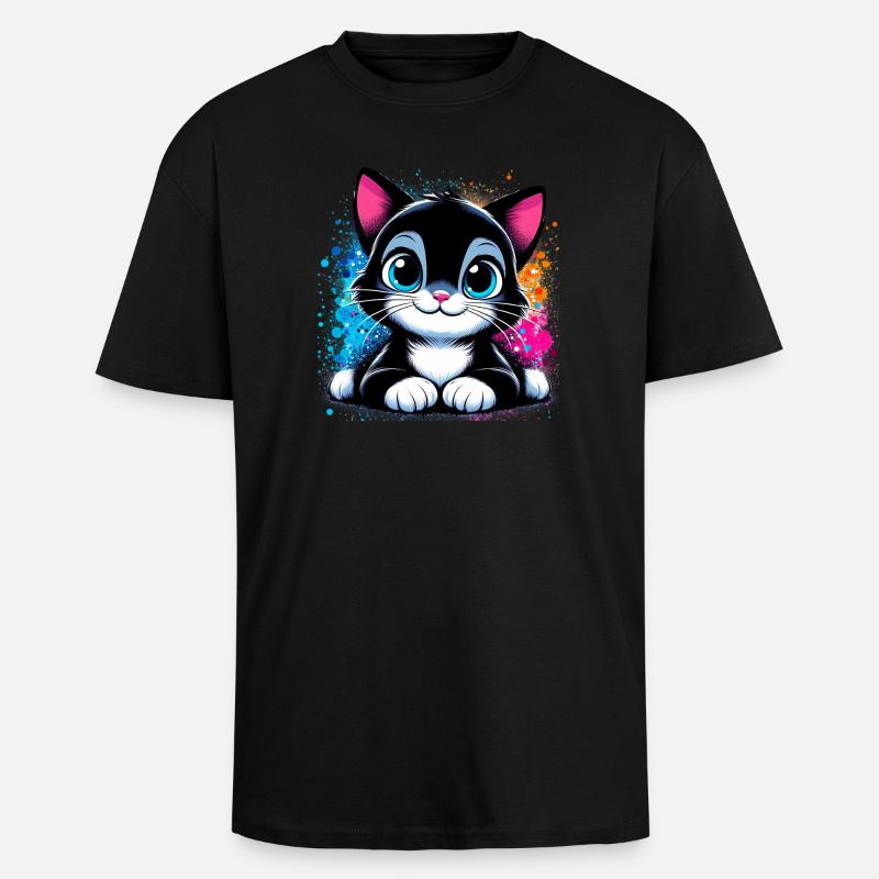 Katze - Oversized Heavyweight Unisex T-Shirt - Schwarz