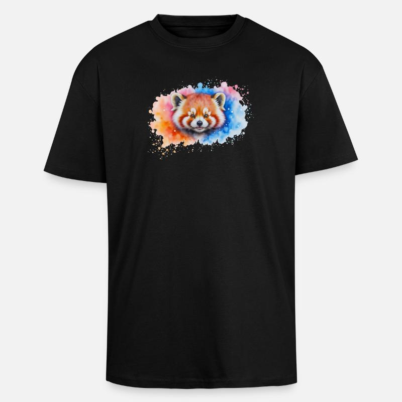 Wasserfarbener Roter Panda Splash - Oversized Heavyweight Unisex T-Shirt - Schwarz
