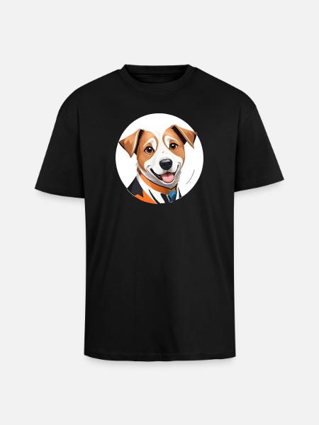 Portrait de chien amical stylisé - T-shirt unisexe oversize épais - noir
