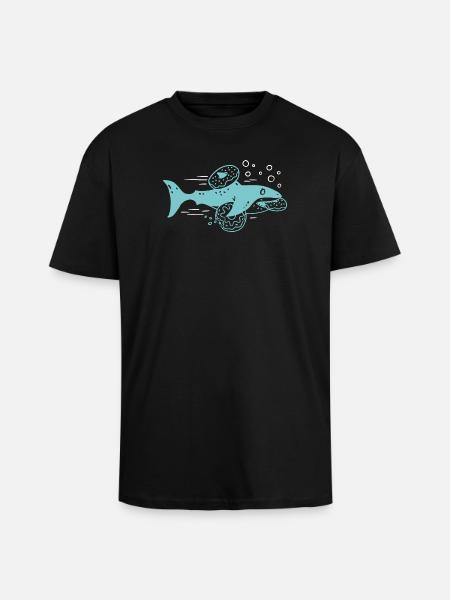 Donut und Hai - Oversized Heavyweight Unisex T-Shirt - Schwarz