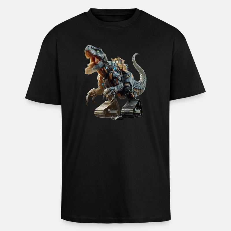 Bagger T-Rex Dinosaurier - Oversized Heavyweight Unisex T-Shirt - Schwarz