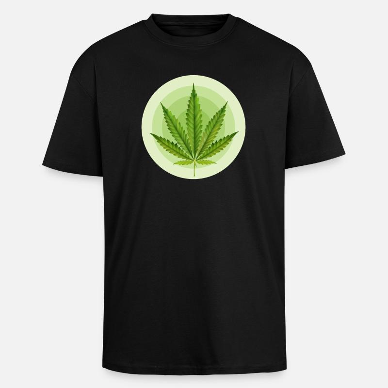 Circular Grafic Cannabis Leaf - Unisex Oversized Heavyweight T-shirt - black