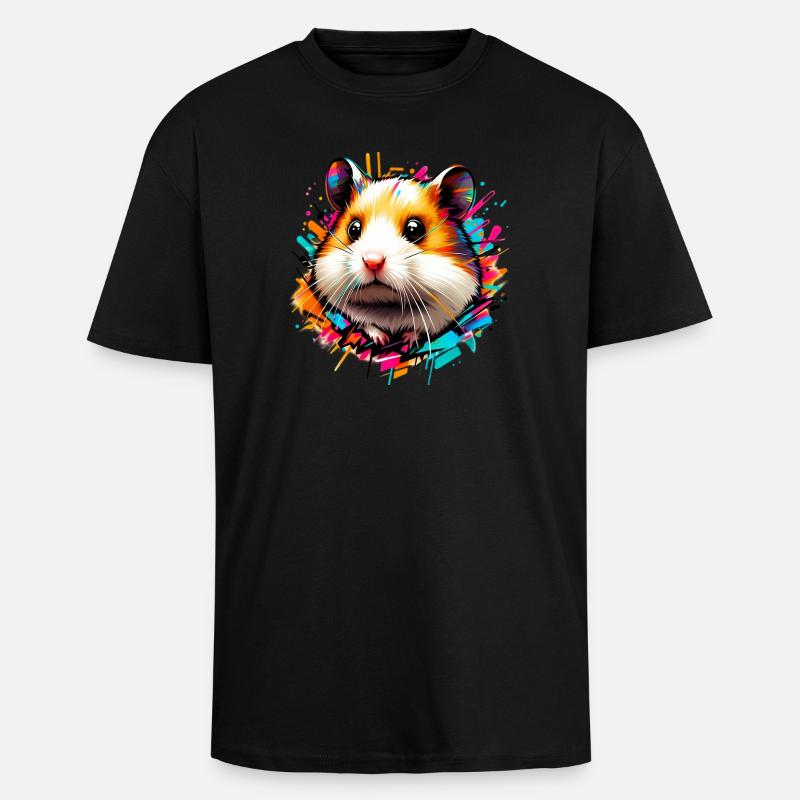 Hamster - Oversized Heavyweight Unisex T-Shirt - Schwarz