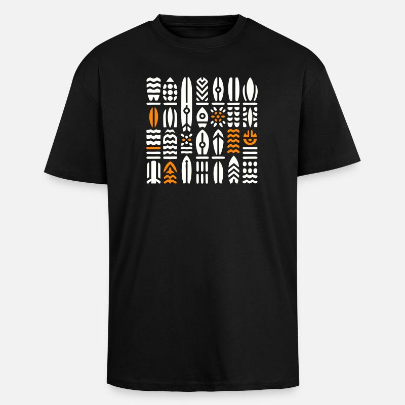 Abstrakte Surf- und Wellenmuster - Oversized Heavyweight Unisex T-Shirt - Schwarz