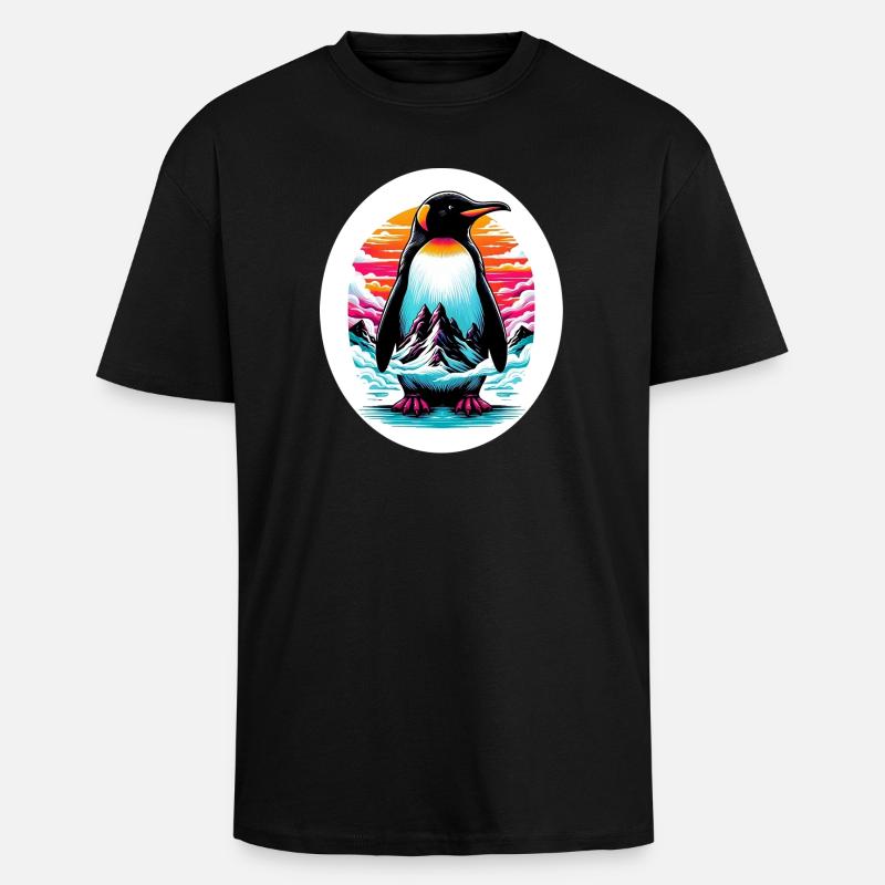 Pinguin - Oversized Heavyweight Unisex T-Shirt - Schwarz