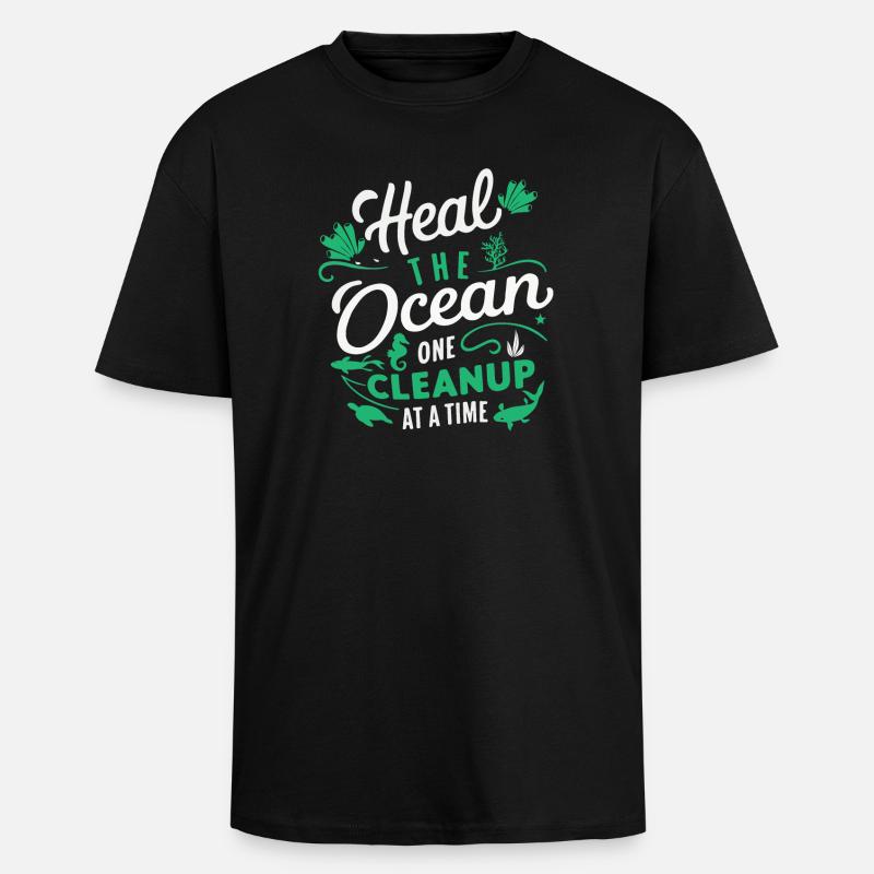 Ocean Save Purification Step - Unisex Oversized Heavyweight T-shirt - black